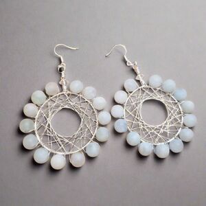 Handmade Dreamcatcher-Style Beaded Hoop Earrings